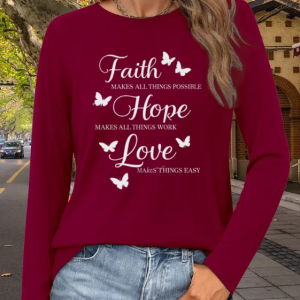 Faith Hope Love Printed T-shirt